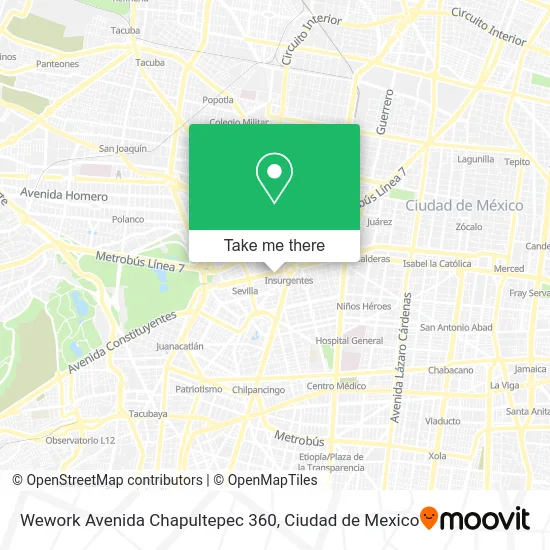 Wework Avenida Chapultepec 360 map