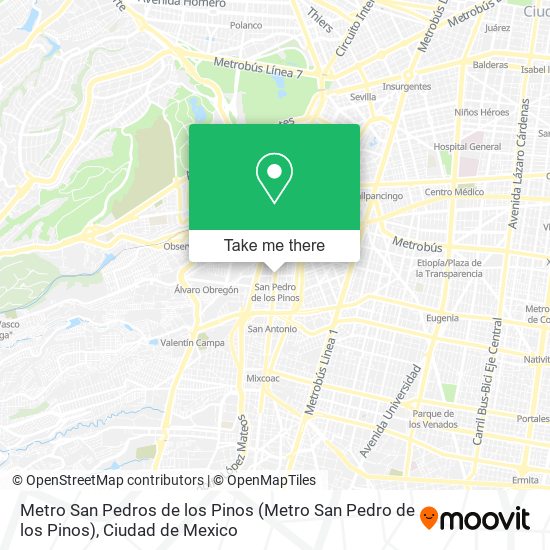 Mapa de Metro San Pedros de los Pinos