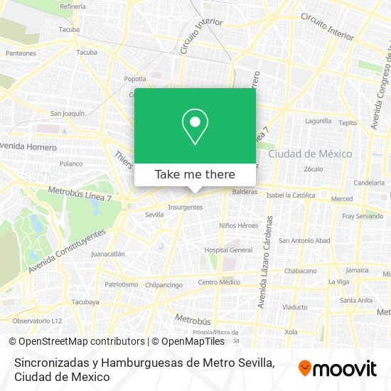 Mapa de Sincronizadas y Hamburguesas de Metro Sevilla