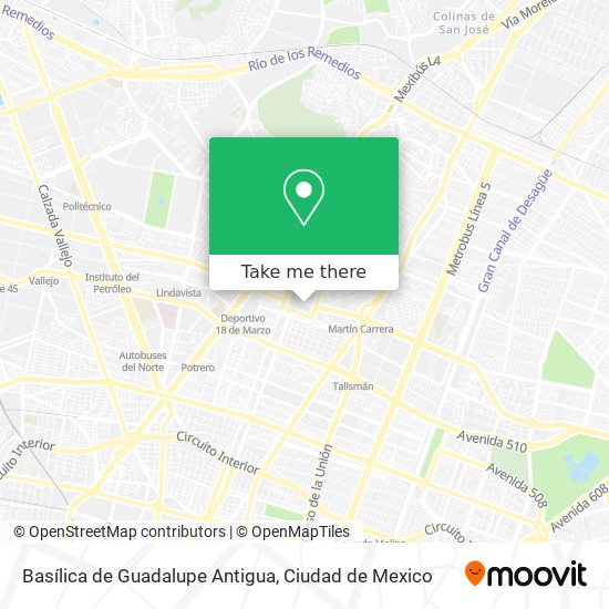 Mapa de Basílica de Guadalupe Antigua