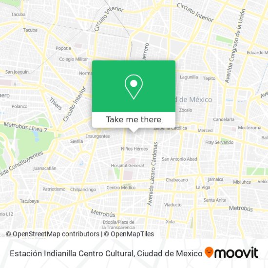 Mapa de Estación Indianilla Centro Cultural