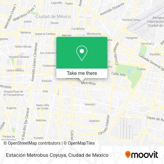 Mapa de Estación Metrobus Coyuya
