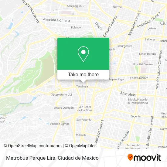 Metrobus Parque Lira map