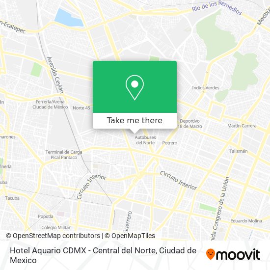 Hotel Aquario CDMX - Central del Norte map