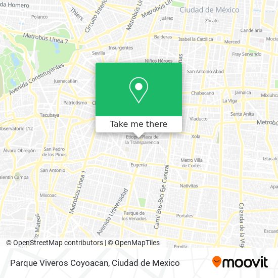 Parque Viveros Coyoacan map