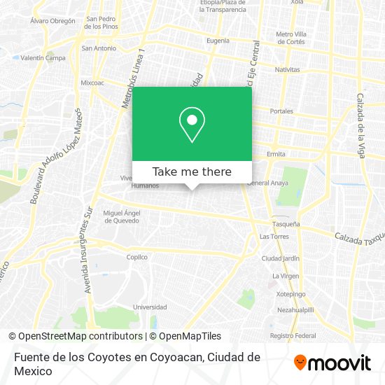 Fuente de los Coyotes en Coyoacan map