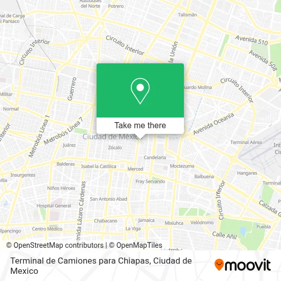 Terminal de Camiones para Chiapas map