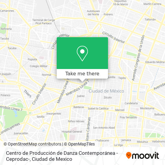 Mapa de Centro de Producción de Danza Contemporánea -Ceprodac-