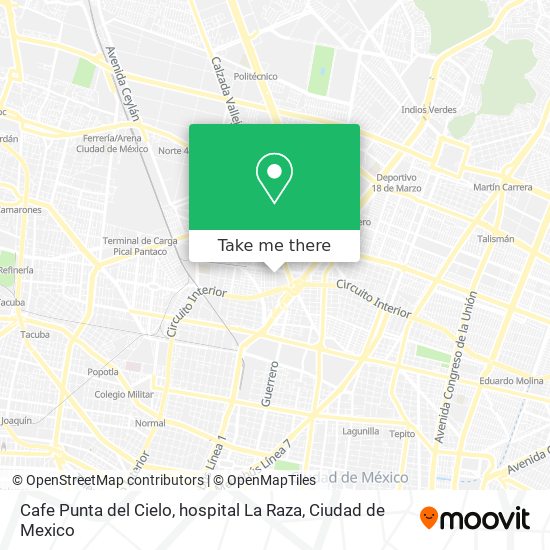 Cafe Punta del Cielo, hospital La Raza map