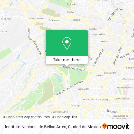 Mapa de Instituto Nacional de Bellas Artes