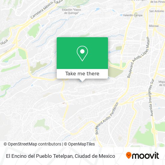 El Encino del Pueblo Tetelpan map