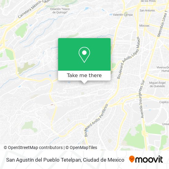 San Agustín del Pueblo Tetelpan map