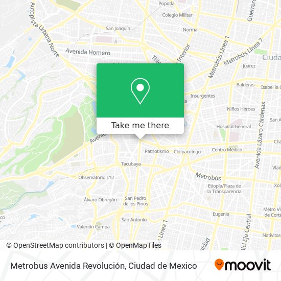 Metrobus Avenida Revolución map