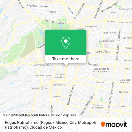 Regus Patriotismo (Regus - Mexico City, Metropoli Patriotismo) map