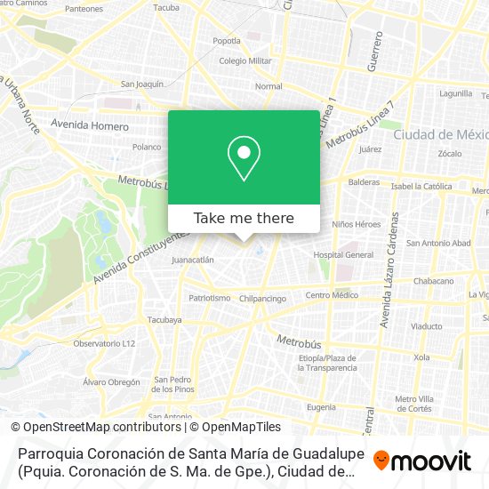 Mapa de Parroquia Coronación de Santa María de Guadalupe (Pquia. Coronación de S. Ma. de Gpe.)