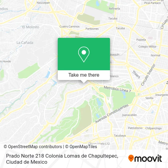 Prado Norte 218 Colonia Lomas de Chapultepec map