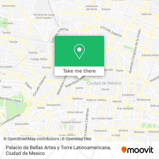 Mapa de Palacio de Bellas Artes y Torre Latinoamericana