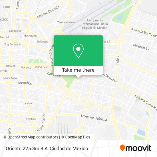 Mapa de Oriente 225 Sur 8 A