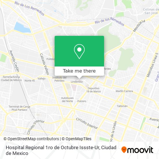 Hospital Regional 1ro de Octubre Issste-Ur map