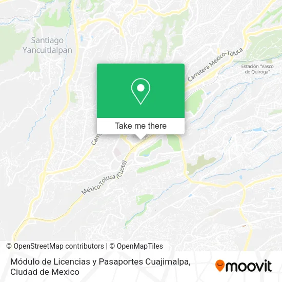 Mapa de Módulo de Licencias y Pasaportes Cuajimalpa