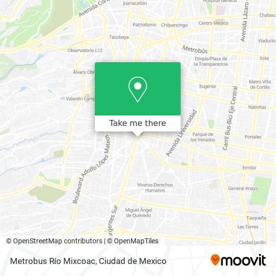 Metrobus Río Mixcoac map