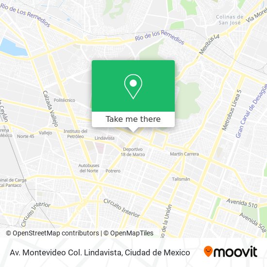 Mapa de Av. Montevideo Col. Lindavista