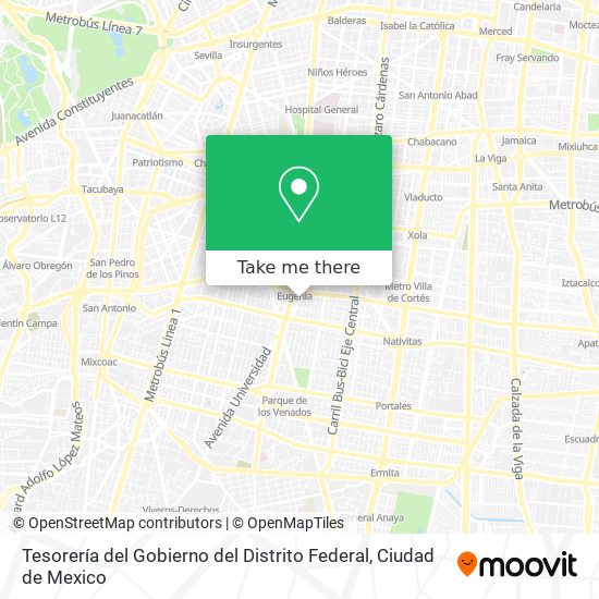 Mapa de Tesorería del Gobierno del Distrito Federal