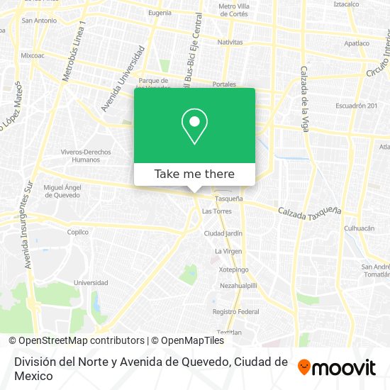 División del Norte y Avenida de Quevedo map