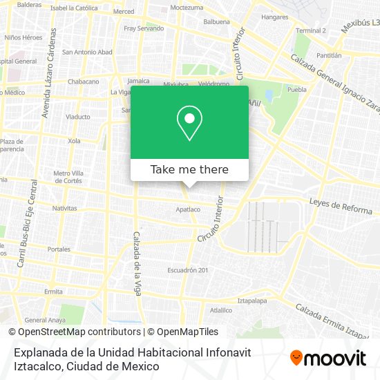 Explanada de la Unidad Habitacional Infonavit Iztacalco map