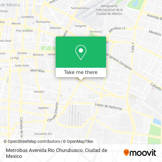 Metrobus Avenida Río Churubusco map