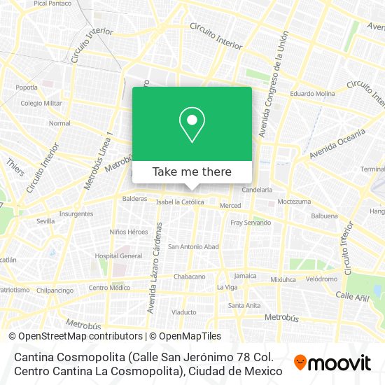 Cantina Cosmopolita (Calle San Jerónimo 78 Col. Centro Cantina La Cosmopolita) map