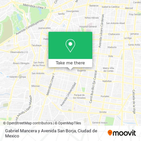 Gabriel Mancera y Avenida San Borja map