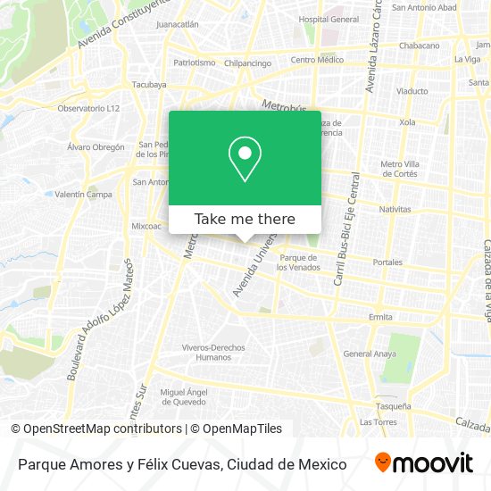 Parque Amores y Félix Cuevas map