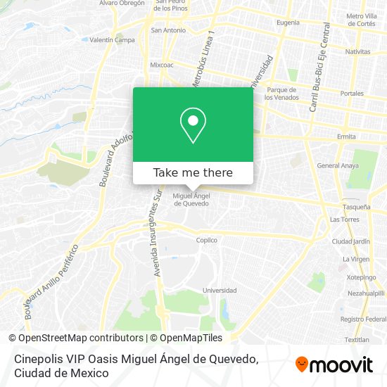 Cinepolis VIP Oasis Miguel Ángel de Quevedo map