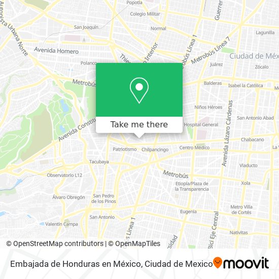 Mapa de Embajada de Honduras en México