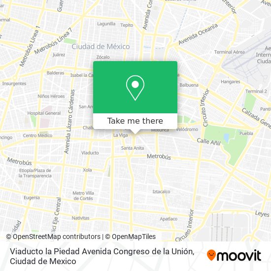 Viaducto la Piedad Avenida Congreso de la Unión map