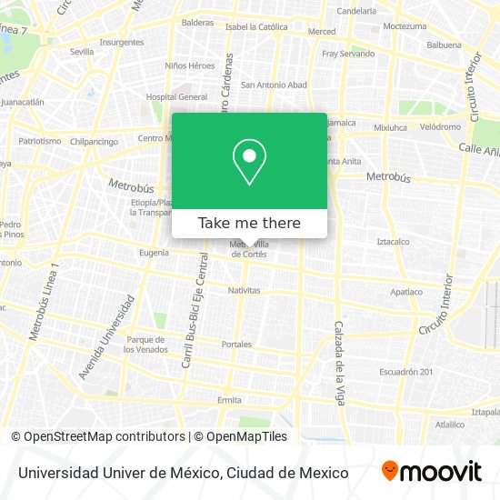 Mapa de Universidad Univer de México