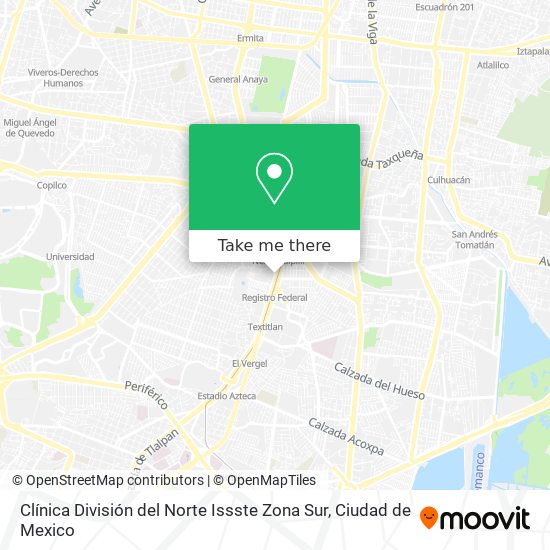 Clínica División del Norte Issste Zona Sur map