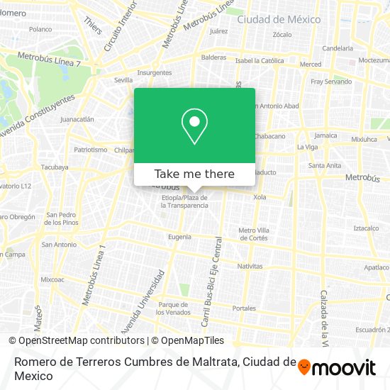 Romero de Terreros Cumbres de Maltrata map