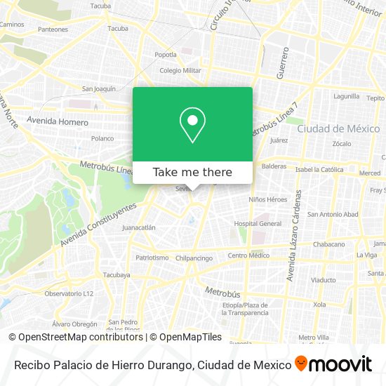 Mapa de Recibo Palacio de Hierro Durango