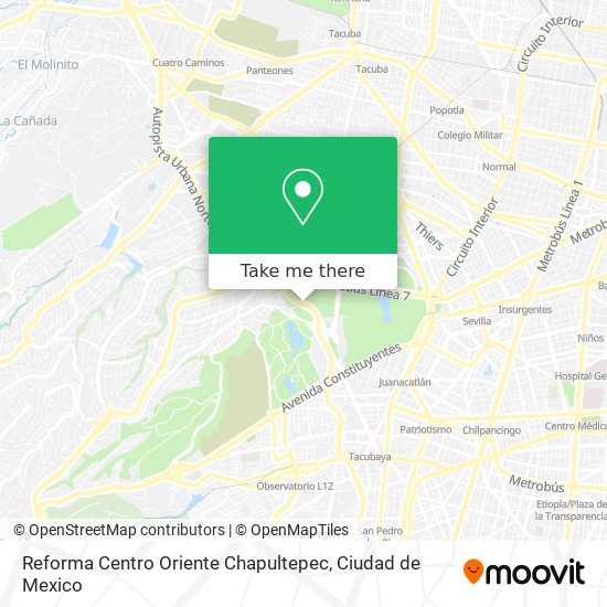 Reforma Centro Oriente Chapultepec map