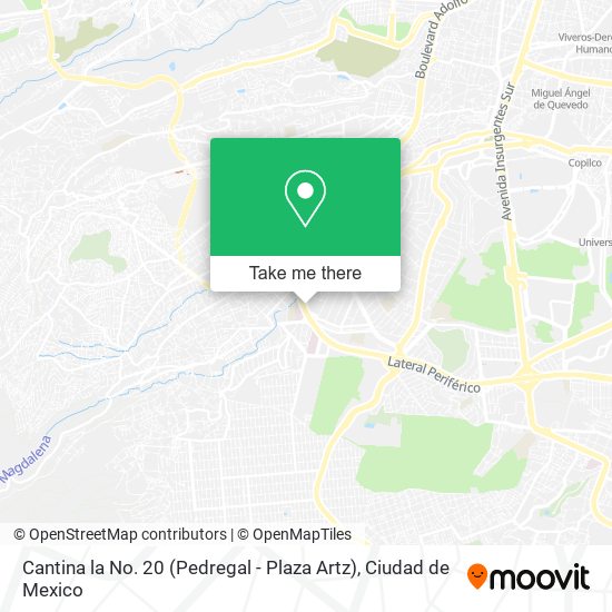 Mapa de Cantina la No. 20 (Pedregal - Plaza Artz)