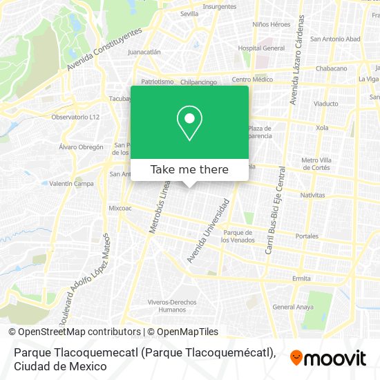 Mapa de Parque Tlacoquemecatl (Parque Tlacoquemécatl)