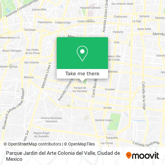 Parque Jardin del Arte Colonia del Valle map