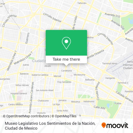 Mapa de Museo Legislativo Los Sentimientos de la Nación