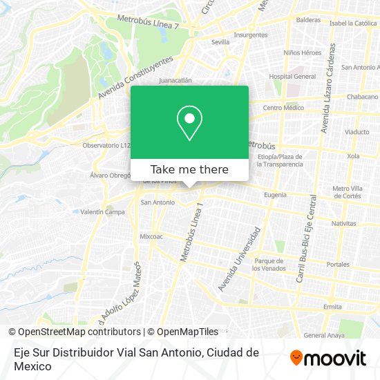 Eje Sur Distribuidor Vial San Antonio map