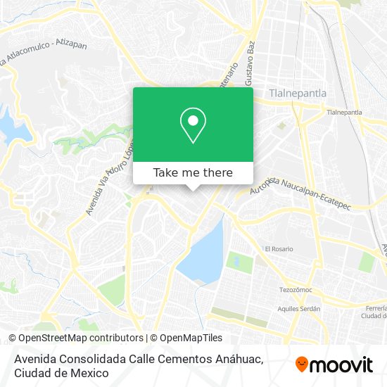 Avenida Consolidada Calle Cementos Anáhuac map