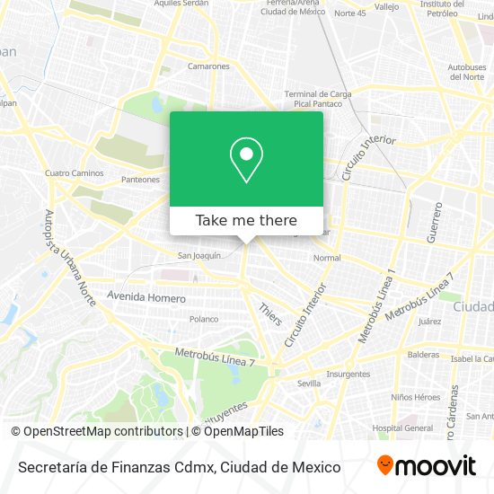 Secretaría de Finanzas Cdmx map