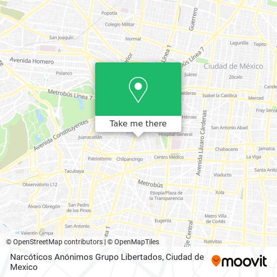 Narcóticos Anónimos Grupo Libertados map