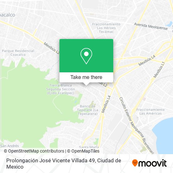 Prolongación José Vicente Villada 49 map